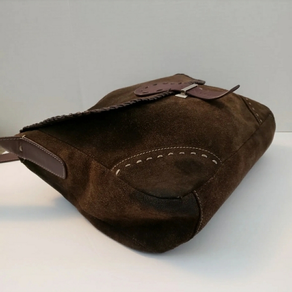 Emporio Armani Brown Suede Leather Crossbody Bag Shoulder Bag - Picture 4 of 10